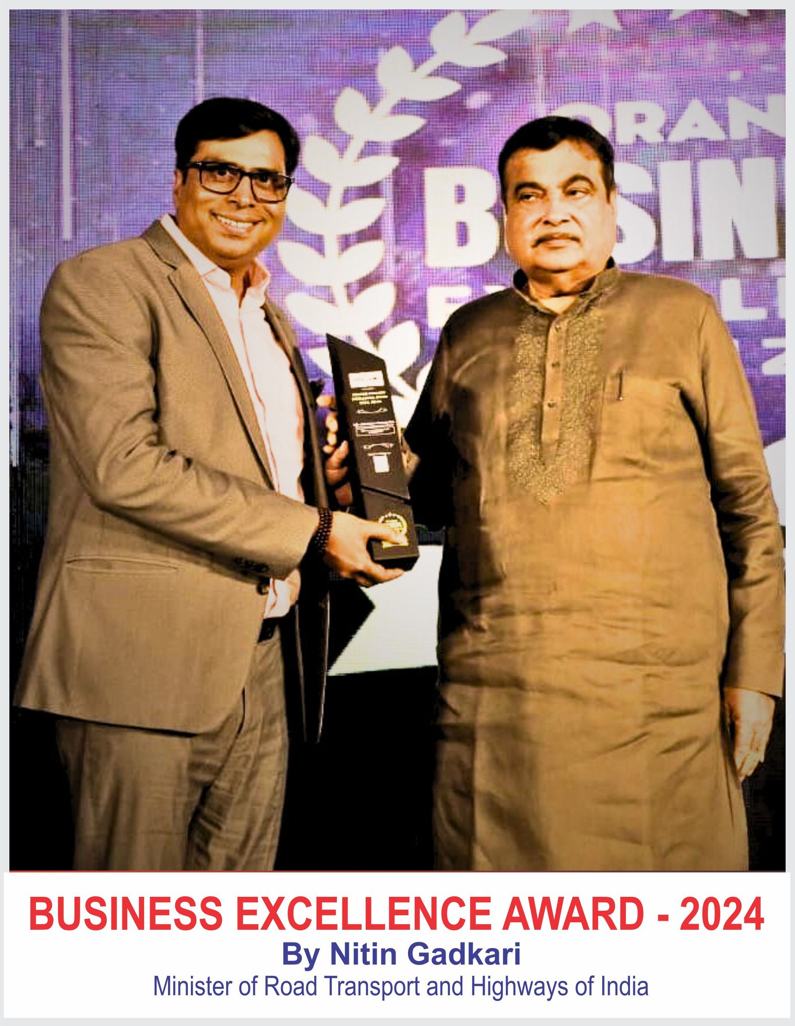 Business Excellence Award 2024 by Nitin Gadkari